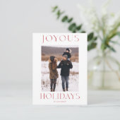 Joyous Holidays Red Elegantes Weihnachtsfest Famil Postkarte (Stehend Vorderseite)