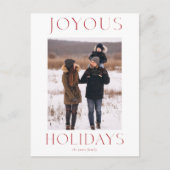 Joyous Holidays Red Elegantes Weihnachtsfest Famil Postkarte (Vorderseite)
