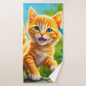 Joyous Kitten Badehandtuch (Badehandtuch)