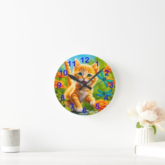 Joyous Kitten Runde Wanduhr (Zuhause)