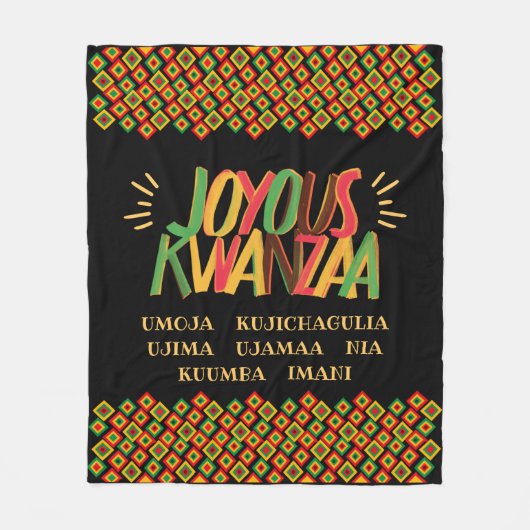 Joyous Kwanzaa mit Nguzo Saba Fleecedecke (Vorderseite)
