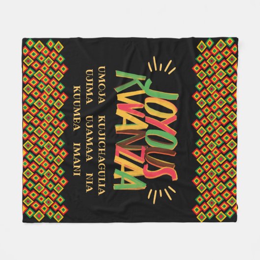 Joyous Kwanzaa mit Nguzo Saba Fleecedecke (Vorderseite (Horizontal))