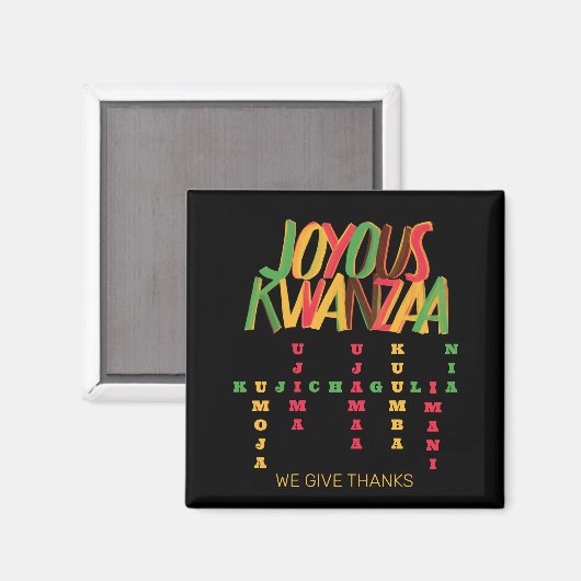 Joyous KWANZAA Principles Crossword Magnet (Vorderseite/Rückseite)