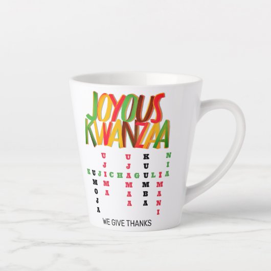 Joyous KWANZAA Principles Crossword Milchtasse (Rechts)
