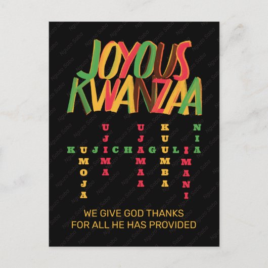 Joyous KWANZAA Principles Crossword Postkarte (Vorderseite)