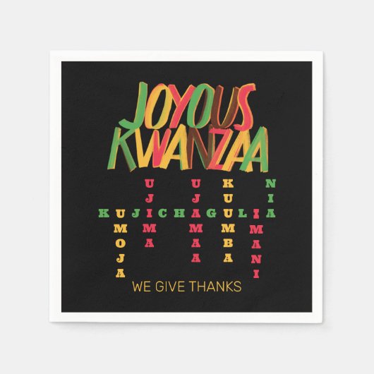 Joyous KWANZAA Principles Crossword Serviette (Vorderseite)