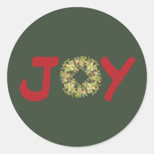 Joyous Light Hearted Wreath Weihnachtskleber Runder Aufkleber