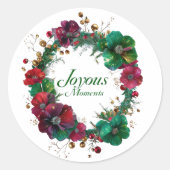 Joyous Moments Floral holiday Wreath Sticker (Vorderseite)
