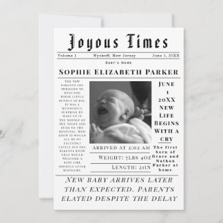 Joyous Newborn Times Birth Ankündigung