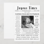 Joyous Newborn Times Birth Ankündigung (Vorne/Hinten)
