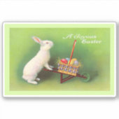 Joyous Oaster White Rabbit Wheelbarrow farbiges Ei Aufkleber (Vorderseite)