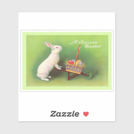 Joyous Oaster White Rabbit Wheelbarrow farbiges Ei Aufkleber (Blatt)