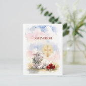 Joyous Pascha Lamb, Red Eggs and Cross Postkarte (Stehend Vorderseite)