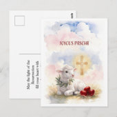 Joyous Pascha Lamb, Red Eggs and Cross Postkarte (Vorne/Hinten)