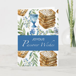Joyous Pessach Wünsche mit Matzah Wine Cup Blume Karte