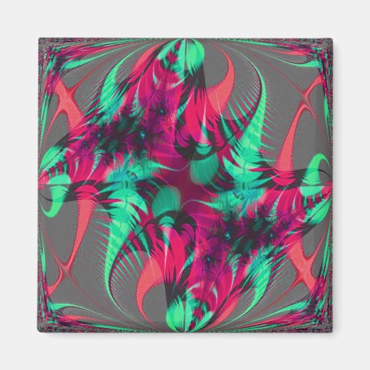 Joyous Red Fraktal Magnet (Vorne)