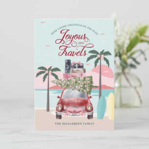 Joyous Reisen Tropical Road Trip Red Retro Auto Feiertagskarte