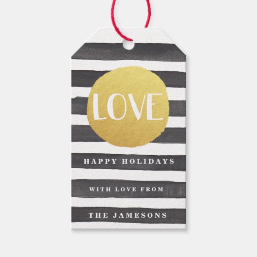 Joyous Stripes Holiday Gift Tags / LIEBE Geschenkanhänger (Vorderseite)