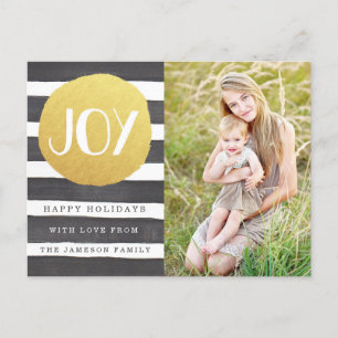 Joyous Stripes Holiday Photo Postcard Feiertagspostkarte
