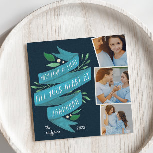 Joyous Tidings   Square Hanukkah Foto Card Feiertagskarte