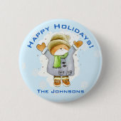 Joyous Winter Cat Button (Vorderseite)