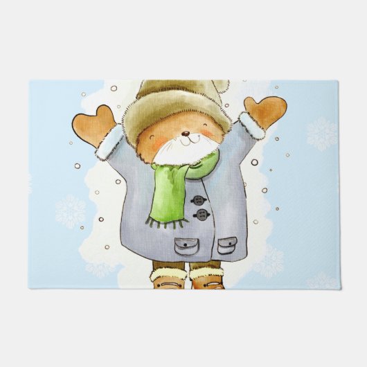 Joyous Winter Cat Fußmatte (Vorderseite)