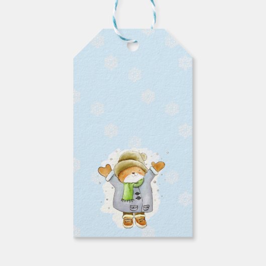 Joyous Winter Cat Geschenkanhänger (Rückseite)