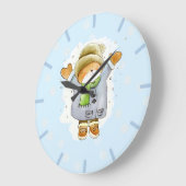 Joyous Winter Cat Große Wanduhr (Winkel)