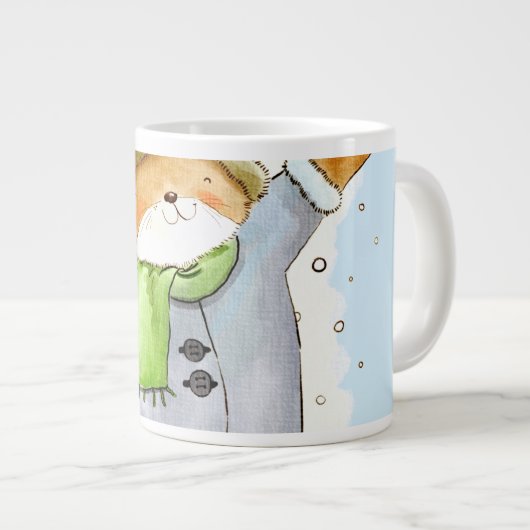 Joyous Winter Cat Jumbo-Tasse (Vorderseite Rechts)