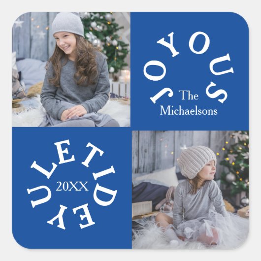 Joyous Yuletide 2 Foto Quadratischer Aufkleber (Vorderseite)