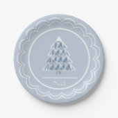 Joyoux Weihnachten Blue Scalloped Paper Plate Pappteller (Vorderseite)