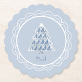 Joyoux Weihnachten Blue Scalloped Paper Untersetze Untersetzer (Vorderseite)