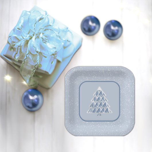 Joyoux Weihnachten Blue Snow Paper Plate Pappteller