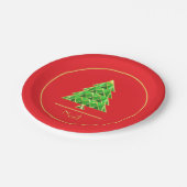 Joyoux Weihnachten Red and Green Round Paper Plate Pappteller (Schrägansicht)