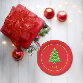 Joyoux Weihnachten Red and Green Round Paper Plate Pappteller