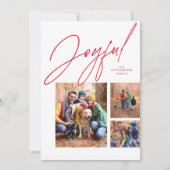 Joyred three Foto family Christmas Feiertagskarte (Vorderseite)