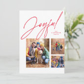 Joyred three Foto family Christmas Feiertagskarte (Stehend Vorderseite)