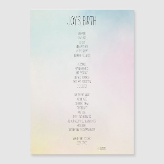 Joys Geburtstheater Magnetkarte (Vorderseite)