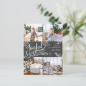 Joys Holiday Foto Collage Postkarte (Stehend Vorderseite)