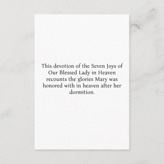 Joys of Mary Begleitkarte (Rückseite)