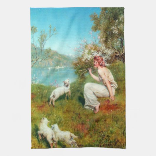 Joys of Spring (von John Collier) Geschirrtuch (Vertikal)