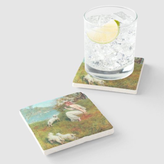 Joys of Spring (von John Collier) Steinuntersetzer (Seitenansicht)