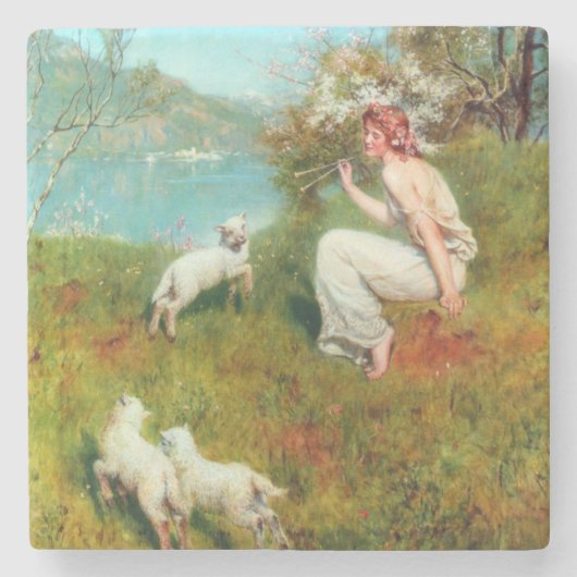 Joys of Spring (von John Collier) Steinuntersetzer (Vorderseite)