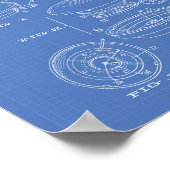 Joystick-Controller 1985 Patentart Blueprint Poster (Ecke)