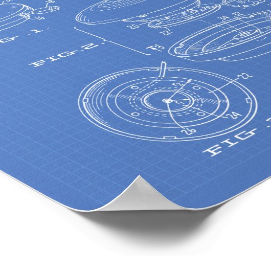 Joystick-Controller 1985 Patentart Blueprint Poster (Ecke)