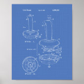 Joystick-Controller 1985 Patentart Blueprint Poster (Vorne)