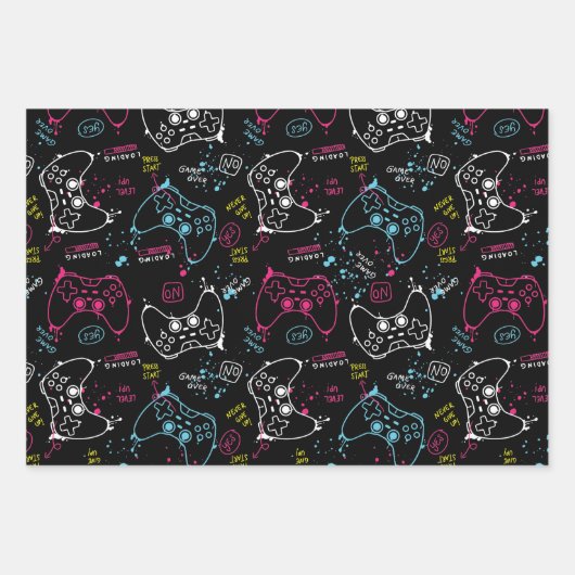 Joystick-Controller-Gaming Geschenkpapier Set (Vorderseite 3)