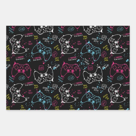 Joystick-Controller-Gaming Geschenkpapier Set (Vorderseite 2)