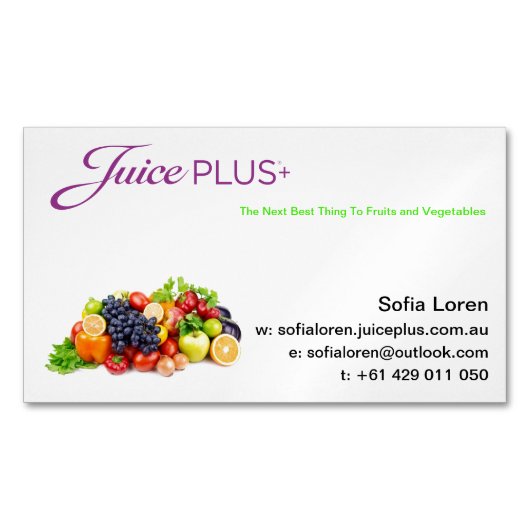 JP+ Magnet-Frucht-Schüssel-lila Logo (fertigen Magnetische Visitenkarte (Vorderseite)