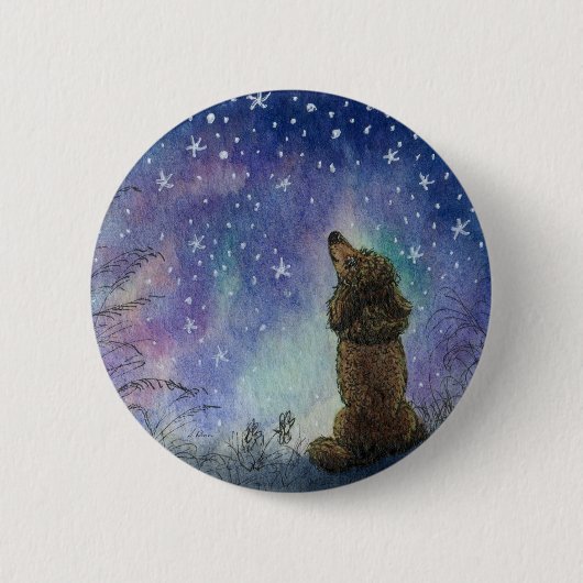 jPoodle dog looking to the starry sky inspiration Button (Vorderseite)